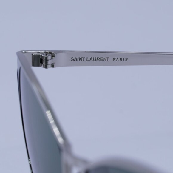 Saint Laurent SL409 003 Sunglasses Silver/Black Cat Eye Frame, Green Lenses - Picture 2 of 9